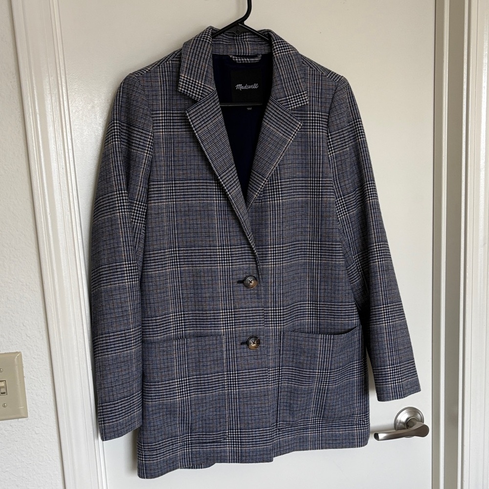 Madewell Dorset Blazer in Navy Glen Plaid - Size Medium
